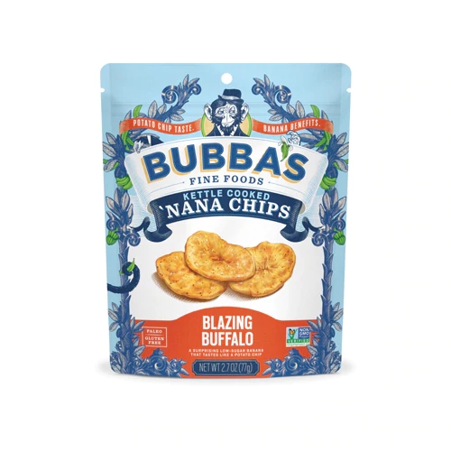 Bubba's Fine Foods Nana Chips Blazing Buffalo - 76.5g - Snack Picante Artesanal