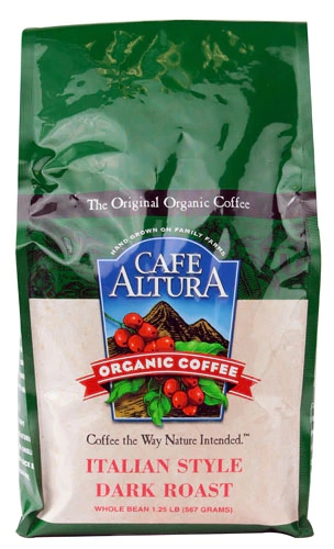 Café Orgânico Torra Escura Altura Estilo Italiano Grãos Inteiros 567g