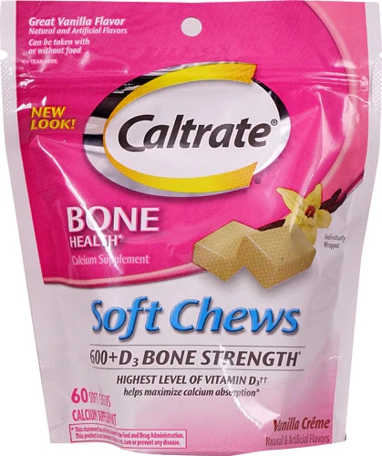 Caltrate 600 + D3 Creme Sabor Baunilha 60 Gomas Mastigáveis - Saúde Óssea