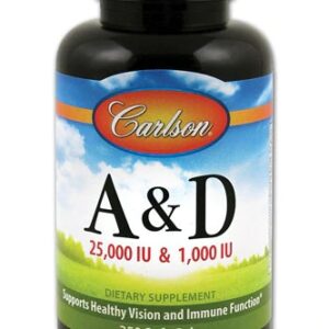 Vitamina A & D Carlson 25000 UI & 1000 UI - 250 Cápsulas Softgel