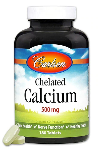 Carlson Cálcio Quelado 500 mg - 180 Comprimidos - Essencial para Ossos Fortes