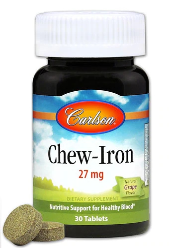 Carlson Chew-Iron Uva 27mg - 30 Tabletes Mastigáveis - Ferro Essencial