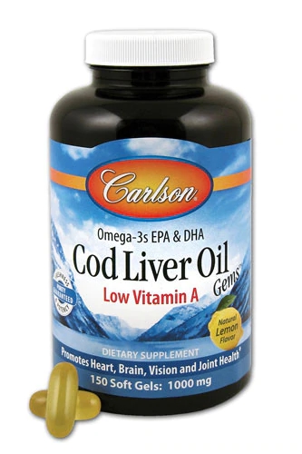 Óleo de Fígado de Bacalhau Carlson Gems Limão - 1000mg - 150 Cápsulas Gelatinosas