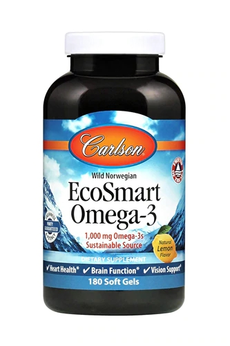 Carlson EcoSmart Ômega-3 Natural Limão 1000mg - 180 Cápsulas Gelatinosas