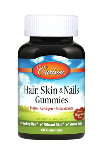 Gomas Carlson Hair Skin & Nails Sabor Frutas Vermelhas Mistas - 60 Unidades