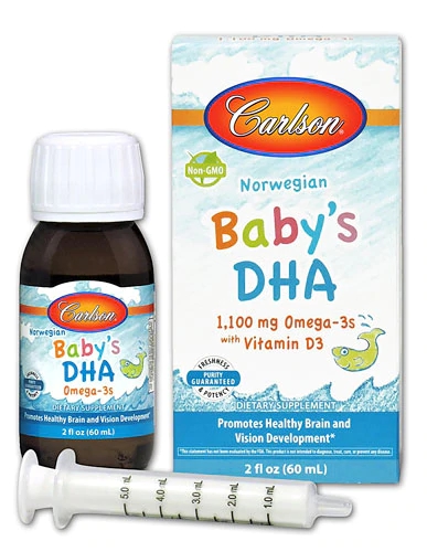 Carlson Norwegian Baby's DHA 1100 mg Ômega-3 com Vitamina D3 - 59ml