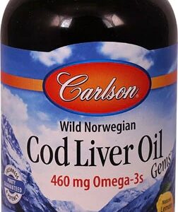 Óleo de Fígado de Bacalhau Norueguês Carlson 460mg - 300 Cápsulas Softgel Sabor Limão Natural