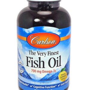 Óleo de Peixe Carlson The Very Finest Fish Oil 700mg - 240 Cápsulas Gelatinosas Sabor Limão