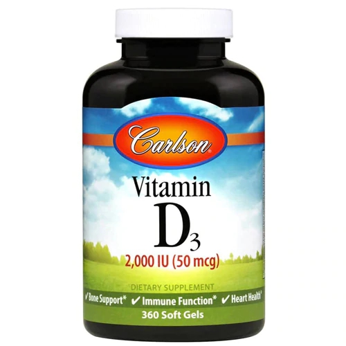Carlson Vitamina D3 2000 IU - 360 Cápsulas Gelatinosas - Saúde Óssea e Imunidade