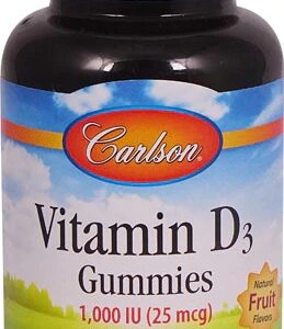 Goma de Vitamina D3 Carlson Natural Fruit Sabor Morango - 1000 UI - 60 Gomas