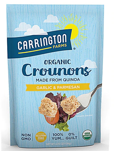 Croutons Orgânicos de Quinoa Carrington Farms Alho e Parmesão Sem Glúten 135g