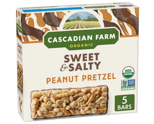 Barras de Granola Orgânica Cascadian Farms Doce & Salgada Amendoim e Pretzel - 5 Barras (Aprox. 215g)
