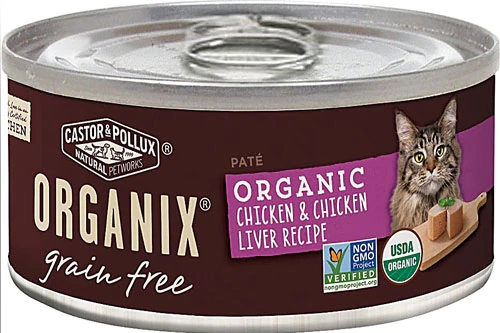 Ração Úmida Castor & Pollux Organix Grain Free Frango e Fígado para Gatos Adultos - 156g