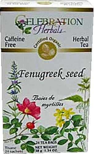 Chá de Semente de Feno Grego Orgânico Celebration Herbals Sem Cafeína - 24 Sachês (Aprox. 48g)