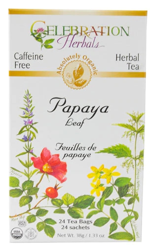 Celebration Herbals Organic Herbal Tea Papaya Leaf Caffeine Free -- 24 Tea Bags
