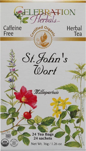 Chá Orgânico Celebration Herbals de Erva de São João Sem Cafeína - 24 Saquinhos (Aprox. 34g)