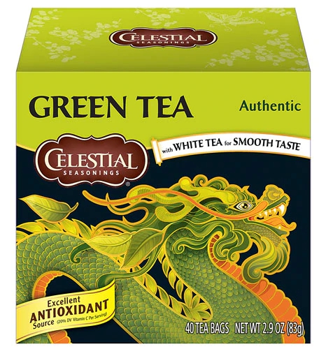 Chá Verde Celestial Seasonings Autêntico - 40 Saquinhos (Aprox. 80g)