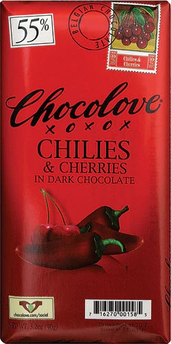 Barra de Chocolate Amargo Chocolove com Pimenta e Cereja - 91g