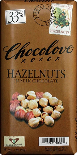 Barra de Chocolate ao Leite Chocolove com Avelãs - 91g