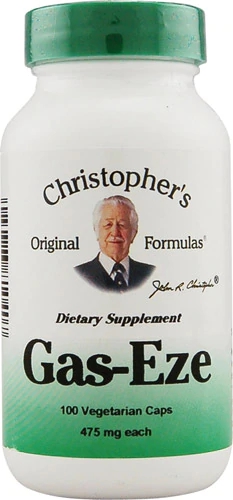 Christopher's Gas-Eze - 100 Cápsulas Vegetarianas 475mg: Alívio Natural para Desconforto Digestivo