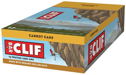 Clif Bar Barras Energéticas Sabor Bolo de Cenoura - Caixa com 12 Unidades