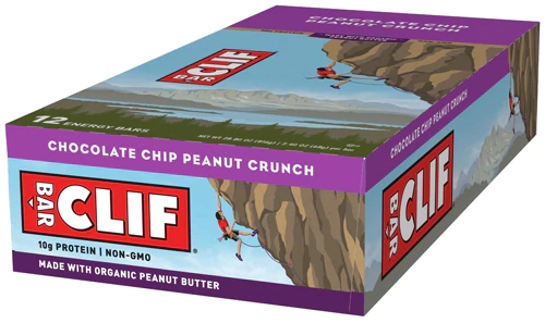 Clif Bar Barras de Energia Chocolate Chip Peanut Crunch - Caixa com 12 Unidades (Aprox. 70g cada)