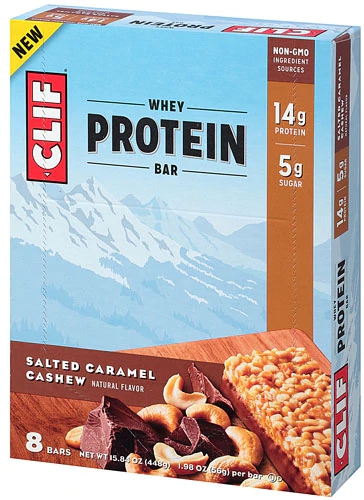 Clif Whey Protein Bar Salty Caramel Cashew - 8 Barras de Proteína