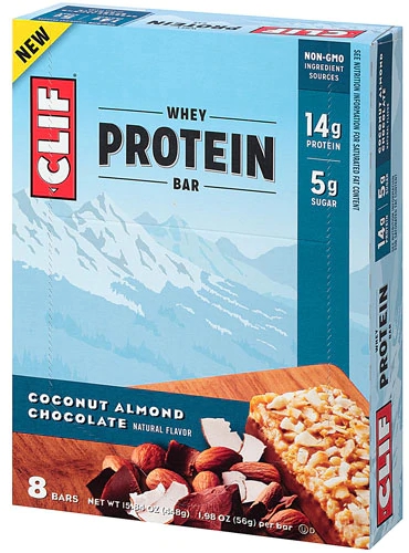 Clif Whey Protein Bar Coconut Almond Chocolate - 8 Barras - 65g Cada