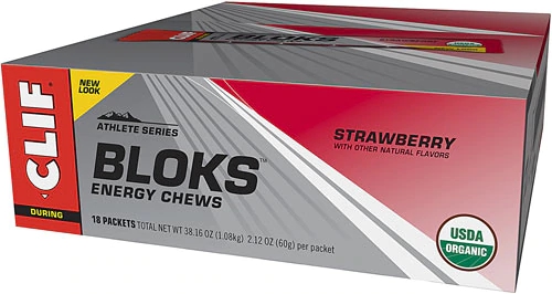 Clif BLOKS™ Energy Chews Morango - 18 Pacotes - Combustível para Performance