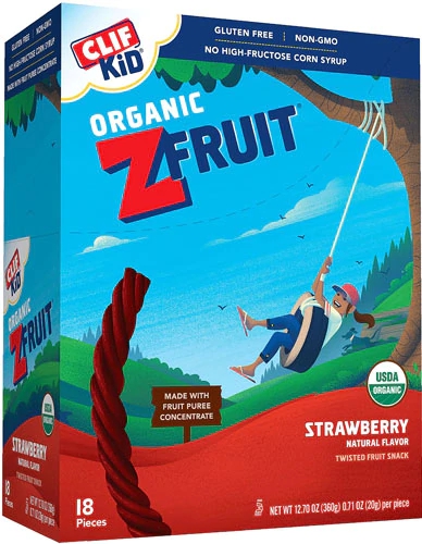 Clif Kid ZFruit Morango Orgânico - 18 Unidades (Aprox. 255g)