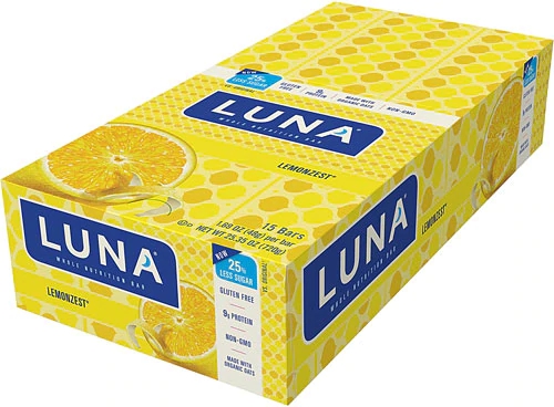 Barra de Nutrição Integral Clif LUNA Lemon Zest - 15 Barras (Aprox. 630g)