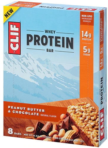 Clif Whey Protein Bar Peanut Butter & Chocolate - 8 Barras (Aprox. 576g)