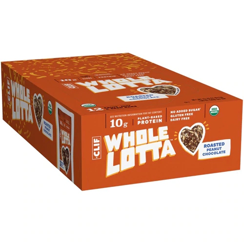 Clif Whole Lotta Organic Protein Fruit Nut & Seed Bars Roasted Peanut Chocolate -- 1.98 oz Each / Pack of 12