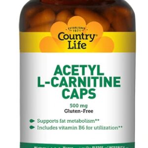 Country Life Acetil L-Carnitina HCl 500mg - 120 Cápsulas Vegetarianas