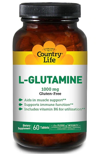 Country Life L-Glutamina 1000mg - 60 Comprimidos - Suporte Muscular e Recuperação