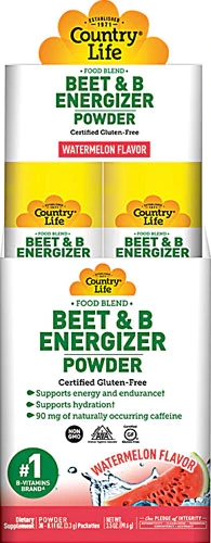 Country Life Beet & B Energizer Powder Melancia - 30 Sachês - Energia Natural