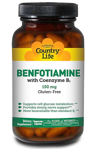 Country Life Benfotiamine with Thiamin -- 150 mg - 60 Vegetarian Capsules
