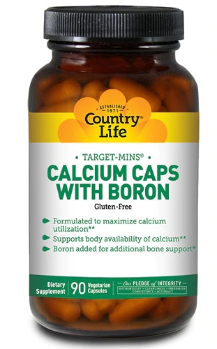 Country Life Calcium Caps com Boro - 90 Cápsulas Vegetarianas | Saúde Óssea e Articular