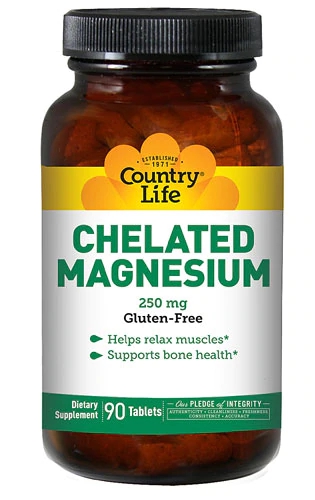 Magnésio Quelado Country Life 250mg - 90 Comprimidos - Saúde e Bem-Estar