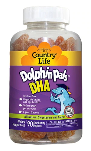 Dolphin Pals DHA Gomas para Crianças Country Life - 100mg de DHA - 90 Gomas
