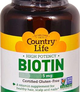 Country Life Biotina Alta Potência 5mg - 120 Cápsulas Veganas para Saúde Capilar e Pele