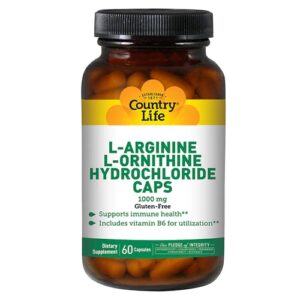 Country Life L-Arginina L-Ornitina HCl 1000mg - 60 Cápsulas