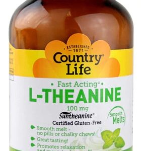 Country Life L-Theanine Menta 100mg - 60 Comprimidos de Dissolução Rápida