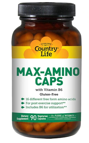 Country Life Max-Amino Caps com Vitamina B6 - 90 Cápsulas Vegetarianas
