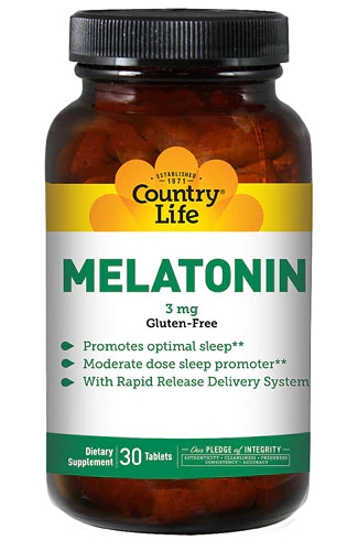 Country Life Melatonina 3mg - 30 Comprimidos para Sono Reparador