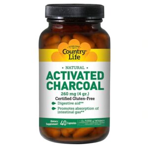 Carvão Ativado Country Life 260mg - 40 Cápsulas - Purificação e Bem-Estar