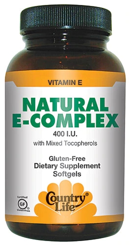 Country Life Natural E-Complex 400 IU - 180 Cápsulas Gelatinosas - Vitamina E Pura