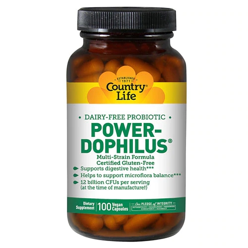 Country Life Power-Dophilus Suplemento Probiótico com 12 Bilhões de UFC - 100 Cápsulas Vegetarianas