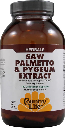 Country Life Saw Palmetto e Pygeum Extrato Vegetariano 180 Cápsulas