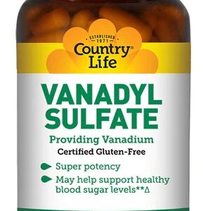 Country Life Vanadyl Sulfate 975mcg - 180 Cápsulas Vegetarianas